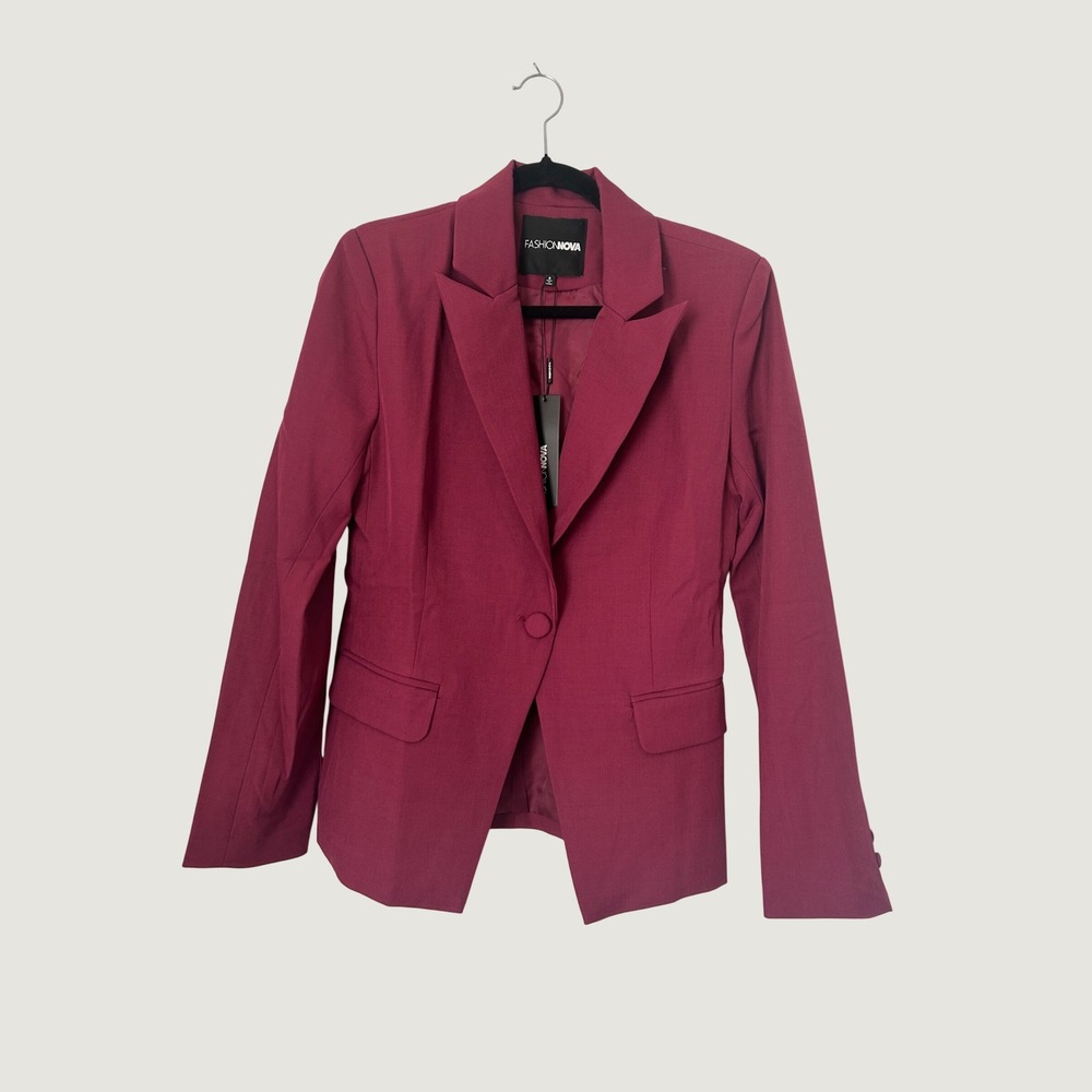 Fashion Nova Breaking Even Blazer Women S Raspberry Modern Trendy Sophisticated